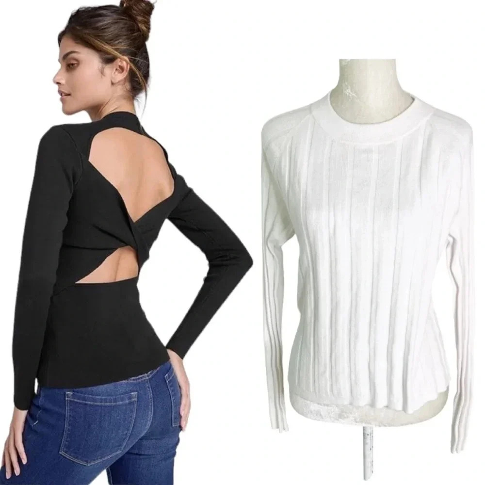 New Nordstrom Halogen Twist Open Back Ribbed Swea… - image 1